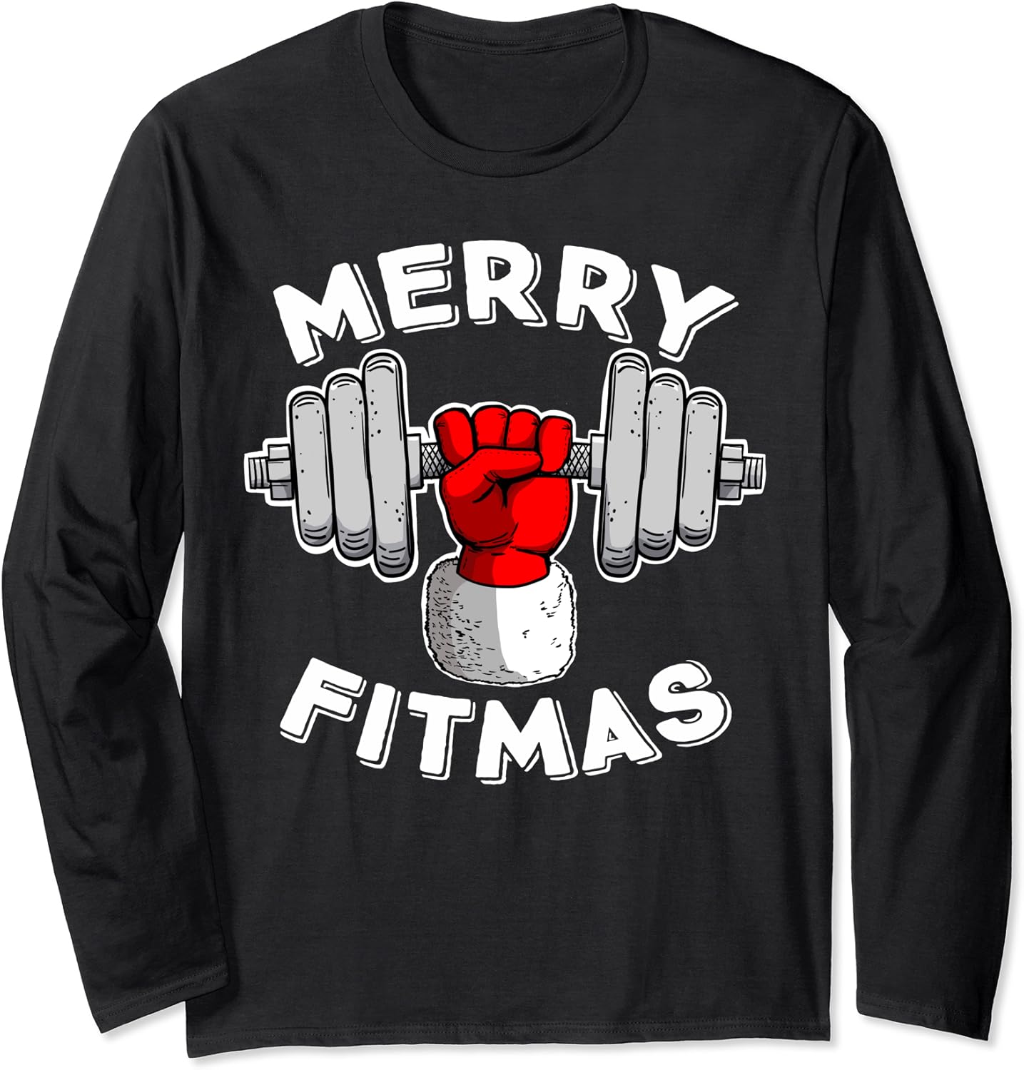 Amazoncom merry fitmas christmas santa claus dumbbell merry fitmas